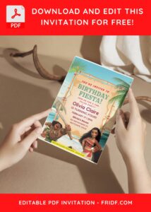 (Free Editable PDF) Tropical Summer Fiesta With Moana Birthday Invitation Templates E