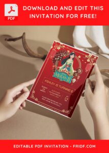 (Free Editable PDF) Enchanting Disney Mulan Birthday Invitation Templates I