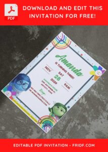 (Free Editable PDF) Colorful Inside Out Kids Birthday Invitation Templates E