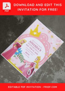 (Free Editable PDF) Disney Princess Sleeping Beauty Birthday Invitation Templates E