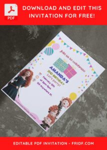 (Free Editable PDF) Merida Brave Kids Birthday Invitation Templates E