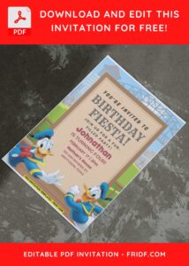 (Free Editable PDF) Playful Donald Duck Birthday Invitation Templates E