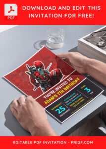 (Free Editable PDF) Super Cool Deadpool Birthday Invitation Templates J