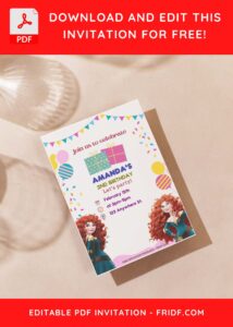 (Free Editable PDF) Merida Brave Kids Birthday Invitation Templates F