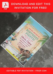 (Free Editable PDF) Tropical Summer Fiesta With Moana Birthday Invitation Templates G