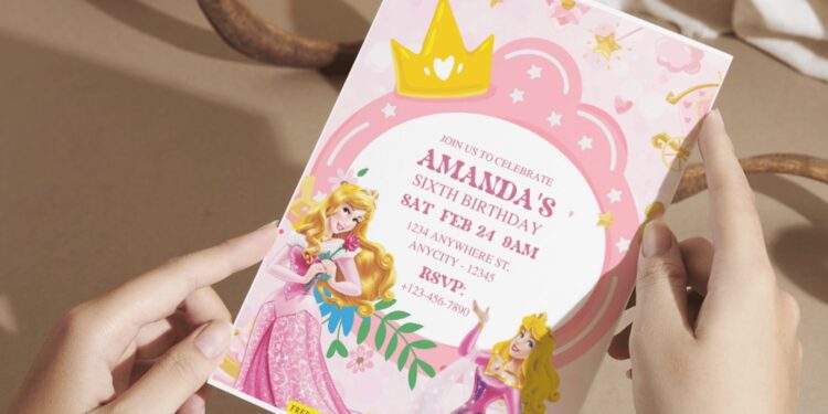 (Free Editable PDF) Disney Princess Sleeping Beauty Birthday Invitation Templates G