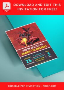 (Free Editable PDF) Super Cool Deadpool Birthday Invitation Templates B