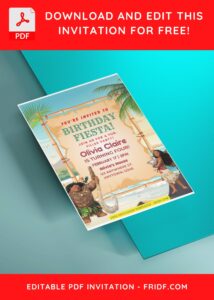 (Free Editable PDF) Tropical Summer Fiesta With Moana Birthday Invitation Templates H