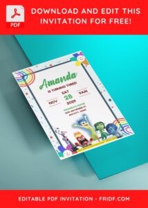 (Free Editable PDF) Colorful Inside Out Kids Birthday Invitation Templates H