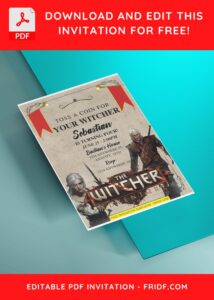 (Free Editable PDF) The Witcher 3 Quest Birthday Invitation Templates H
