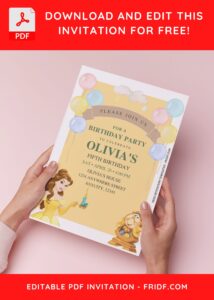 (Free Editable PDF) Royal Disney Princess Belle Birthday Invitation Templates h