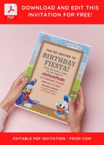 (Free Editable PDF) Playful Donald Duck Birthday Invitation Templates H