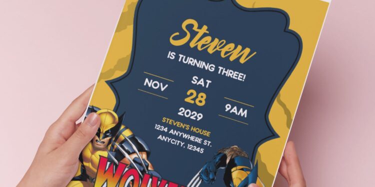 (Free Editable PDF) Awesome Wolverine Birthday Invitation Templates H