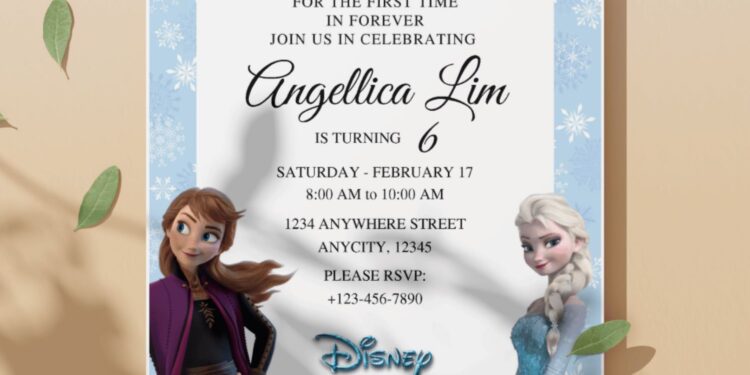 (Free Editable PDF) Twinkling Cute Disney Frozen Birthday Invitation Templates