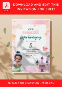 (Free Editable PDF) Colorful Disney Princess Tiana Birthday Invitation Templates C