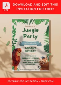 (Free Editable PDF) Lion King Birthday Invitation Templates C