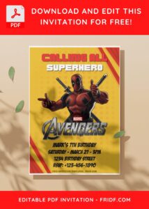 (Free Editable PDF) Marvel Avengers Endgame Birthday Invitation Templates I