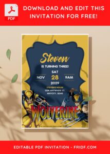 (Free Editable PDF) Awesome Wolverine Birthday Invitation Templates I