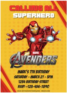 (Free Editable PDF) Marvel Avengers Endgame Birthday Invitation Templates J