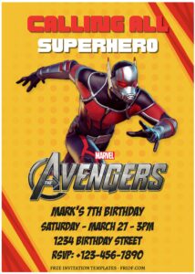 (Free Editable PDF) Marvel Avengers Endgame Birthday Invitation Templates A