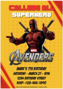 (Free Editable PDF) Marvel Avengers Endgame Birthday Invitation Templates B