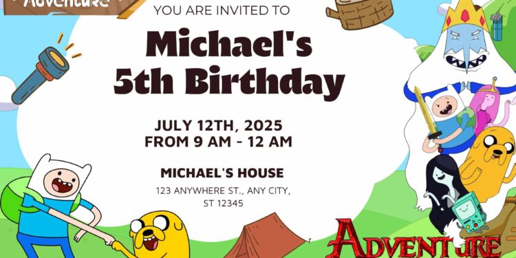 FREE Adventure Time Go! Birthday Invitation Templates