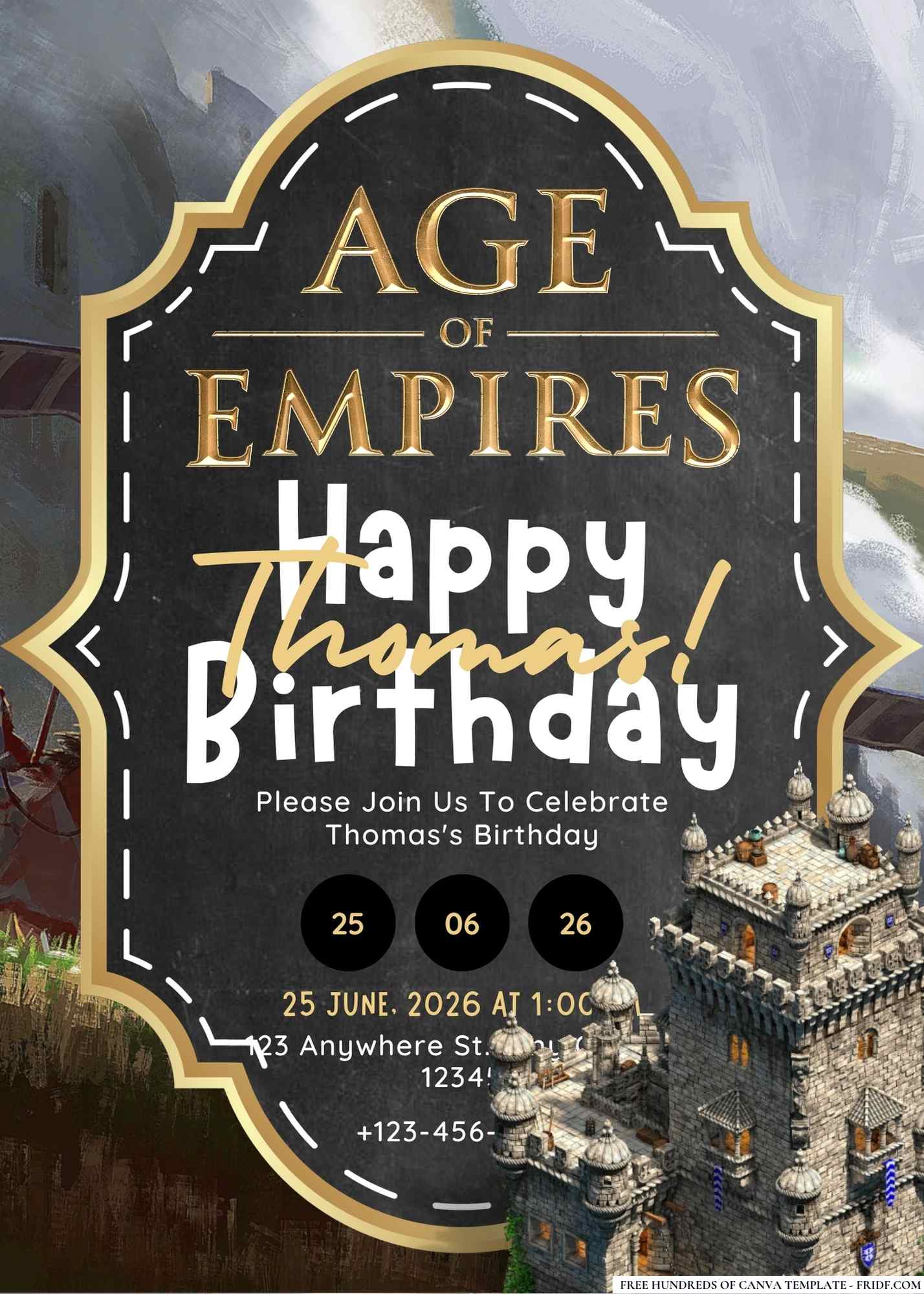 FREE Editable Age of Empires Birthday Invitation