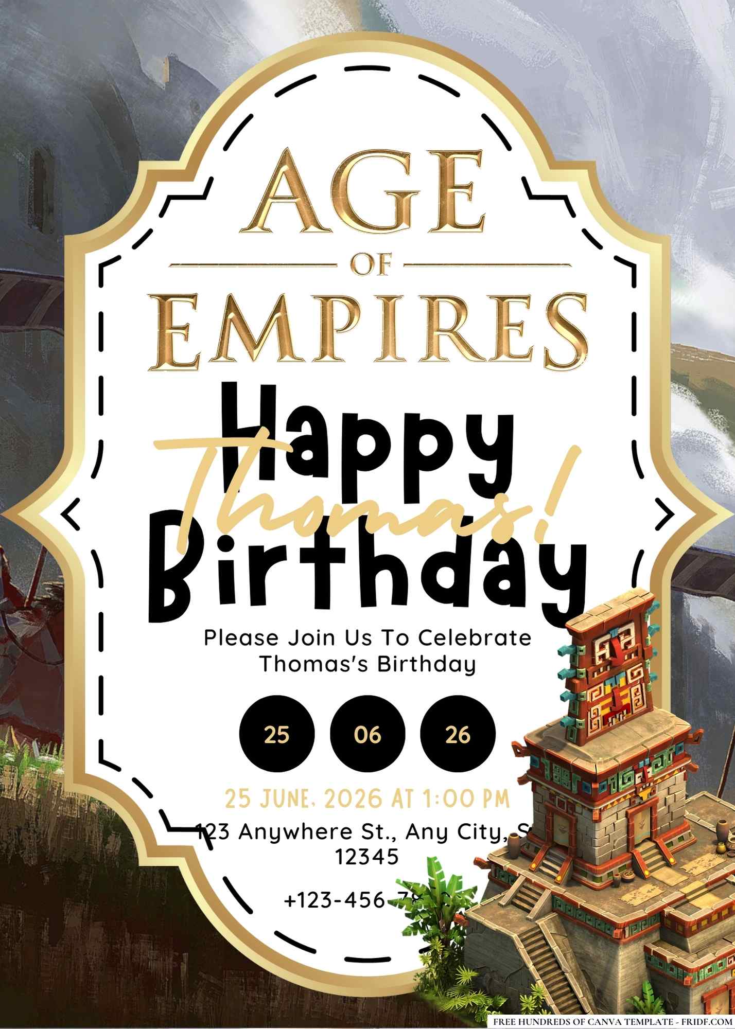FREE Editable Age of Empires Birthday Invitation