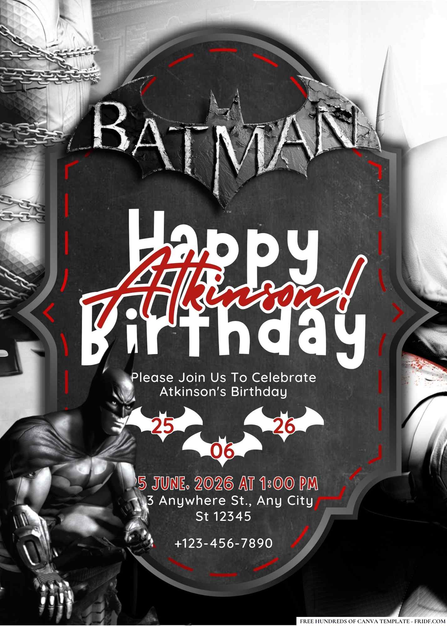 FREE Editable Batman Arkham City Birthday Invitation
