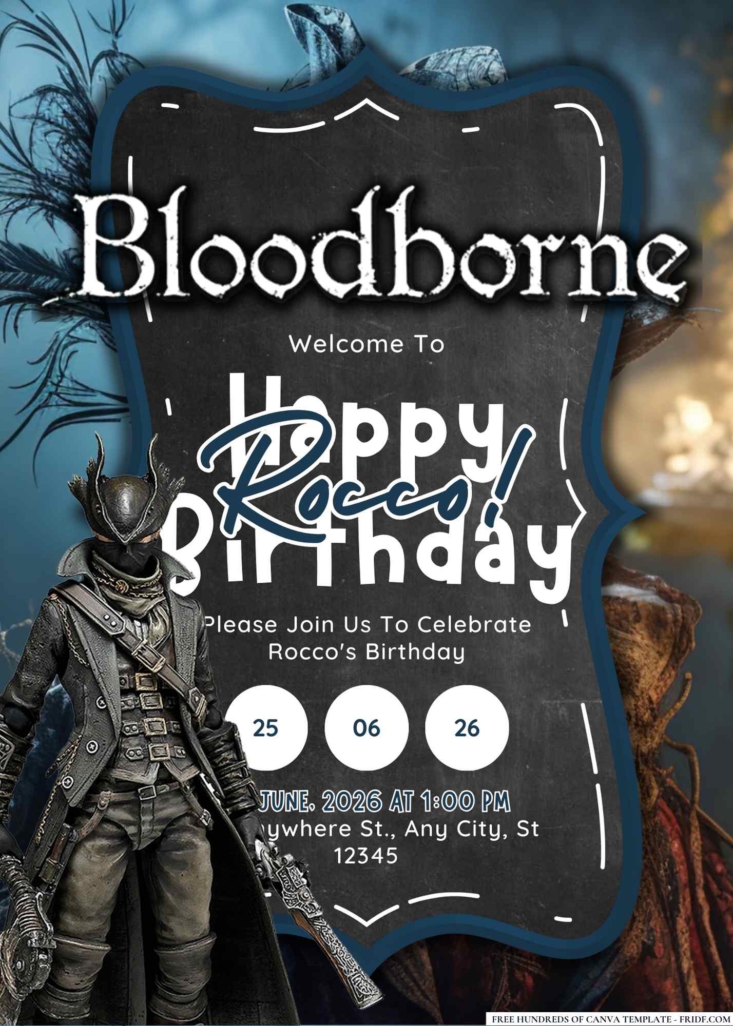 FREE Editable Bloodborne Birthday Invitation 