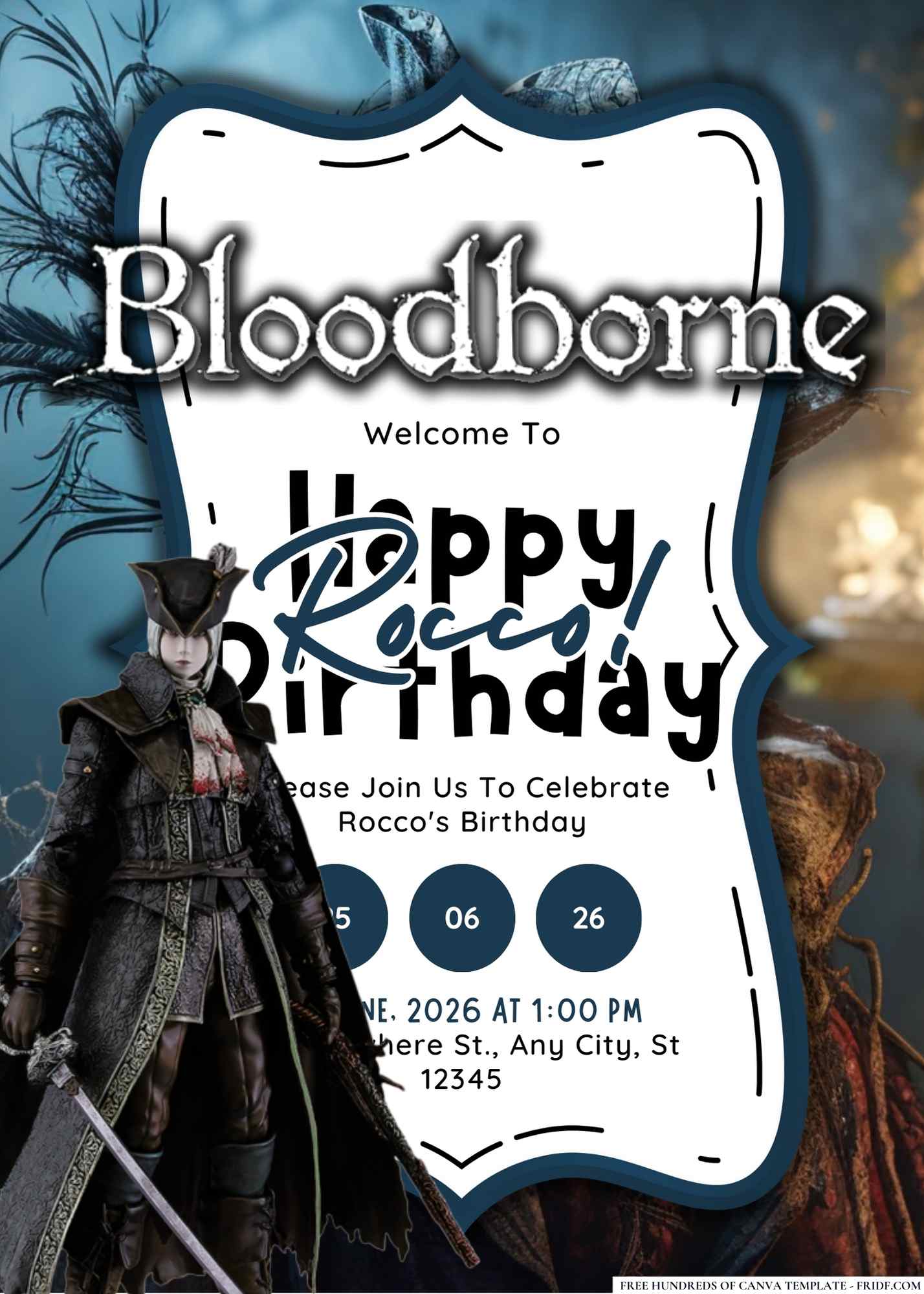 FREE Editable Bloodborne Birthday Invitation 