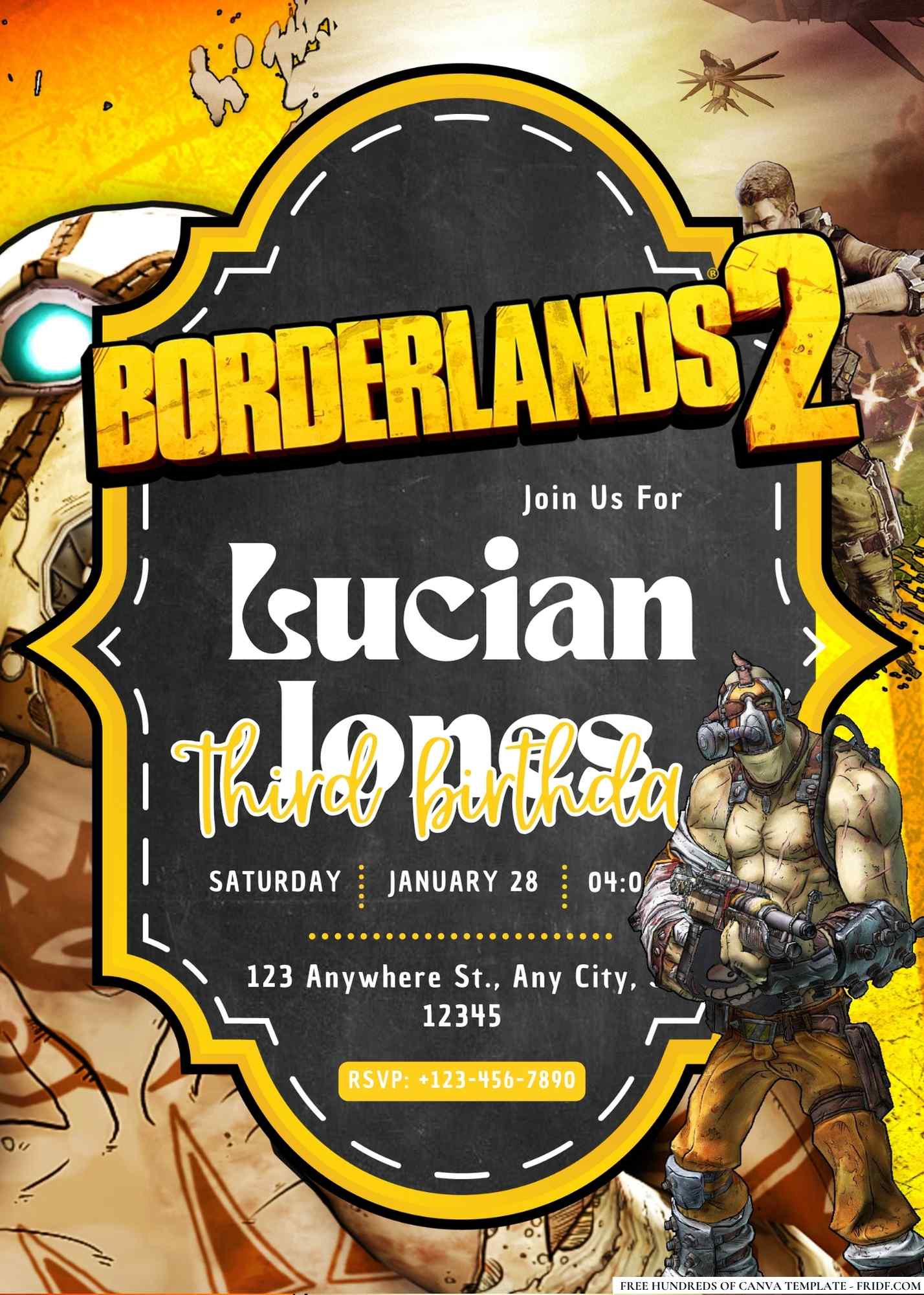 FREE Editable Borderlands 2 Birthday Invitation