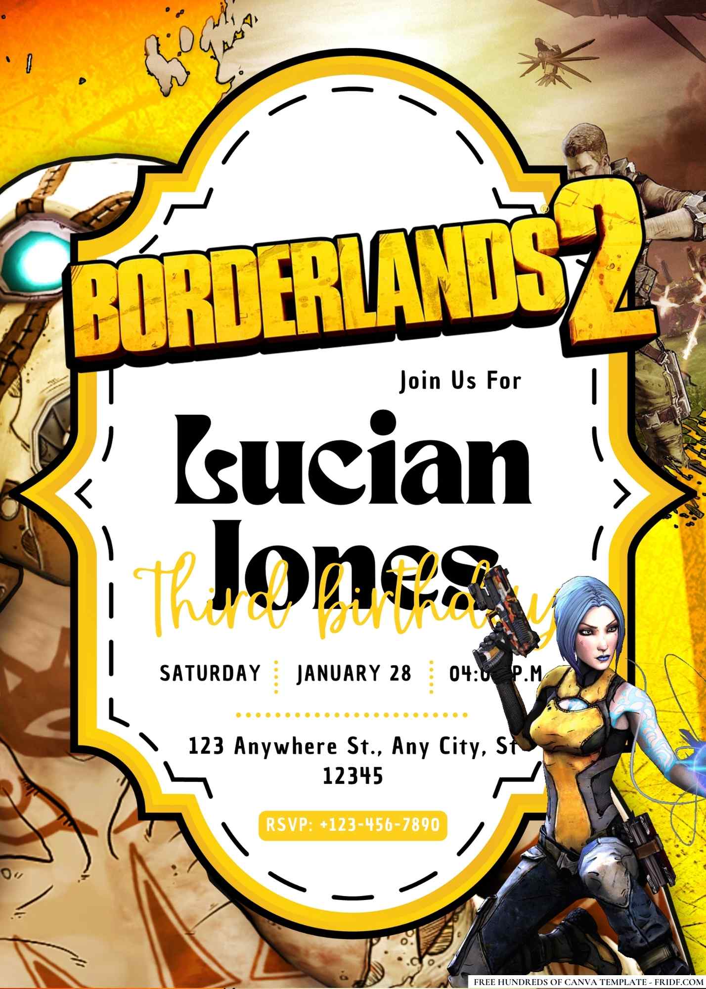 FREE Editable Borderlands 2 Birthday Invitation