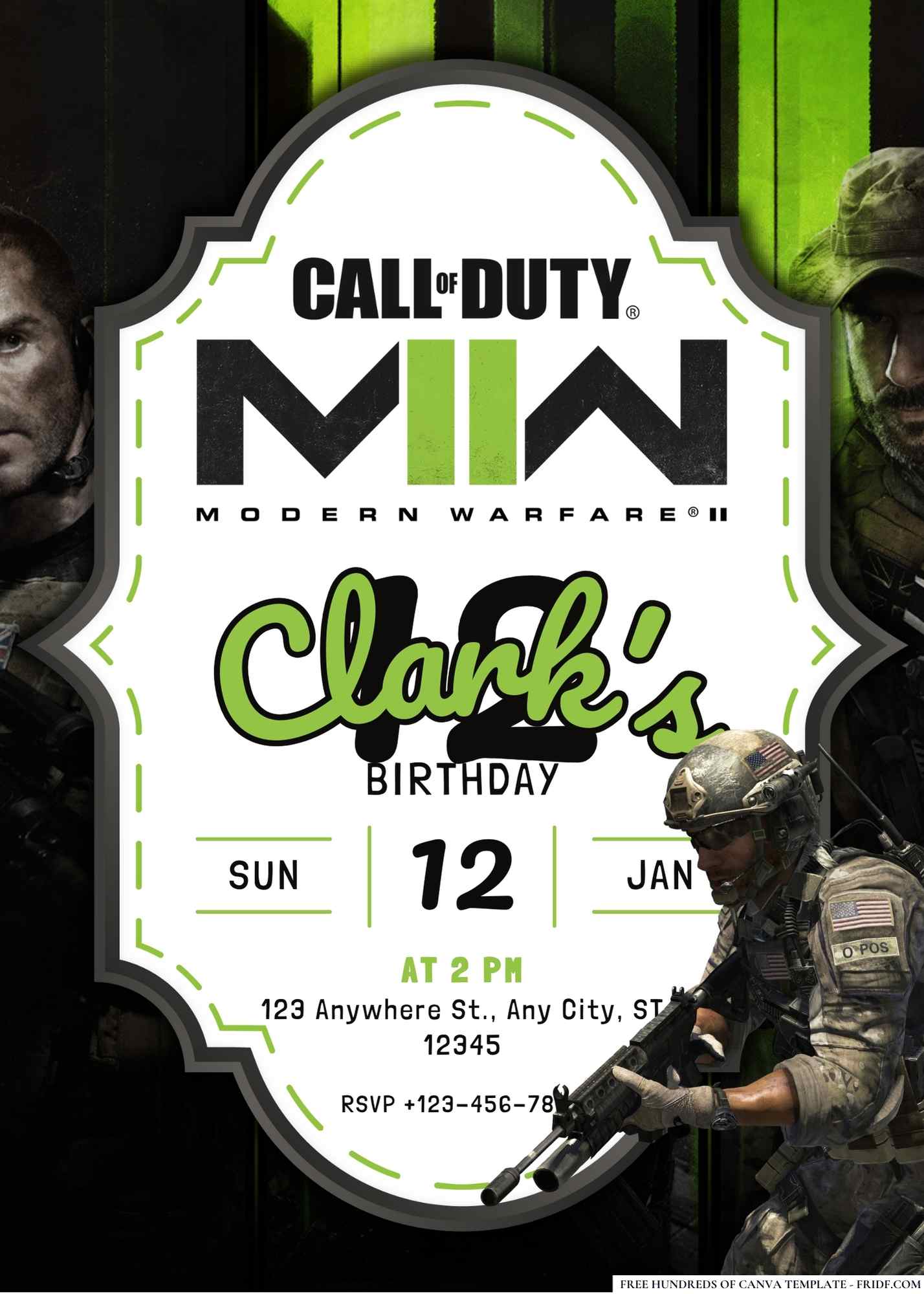 FREE Editable Call of Duty 2 Birthday Invitation