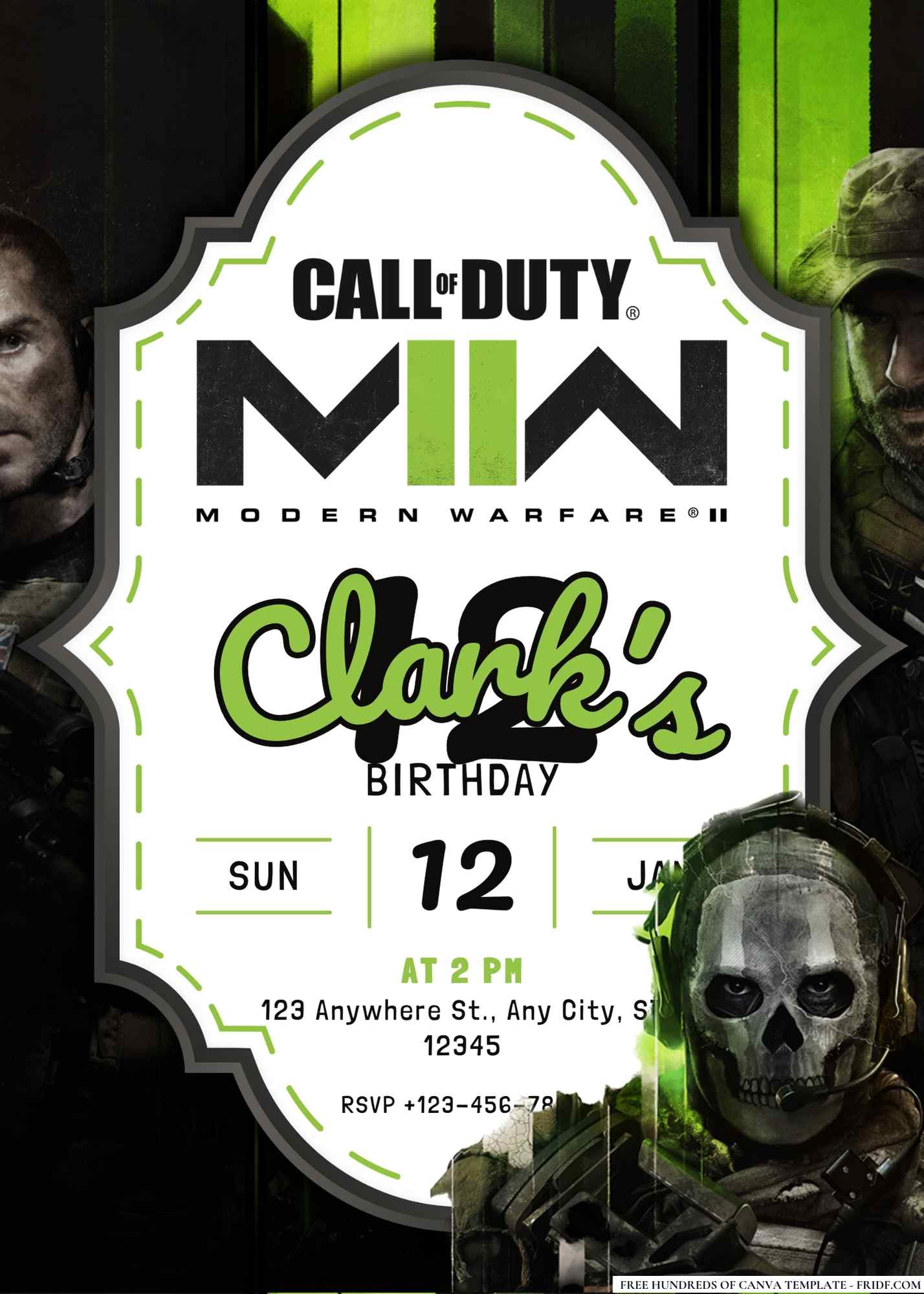 FREE Editable Call of Duty 2 Birthday Invitation