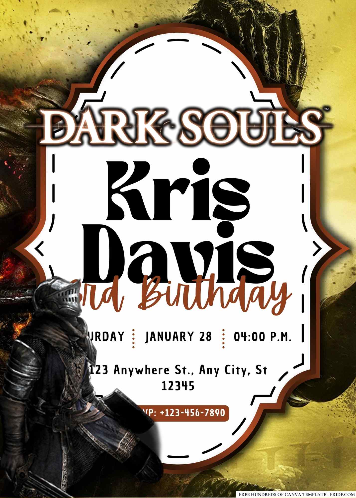 FREE Editable Dark Souls Birthday Invitation