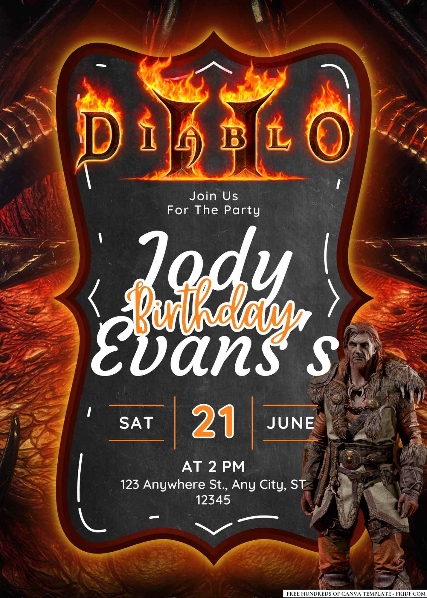 FREE Editable Diablo II Birthday Invitation