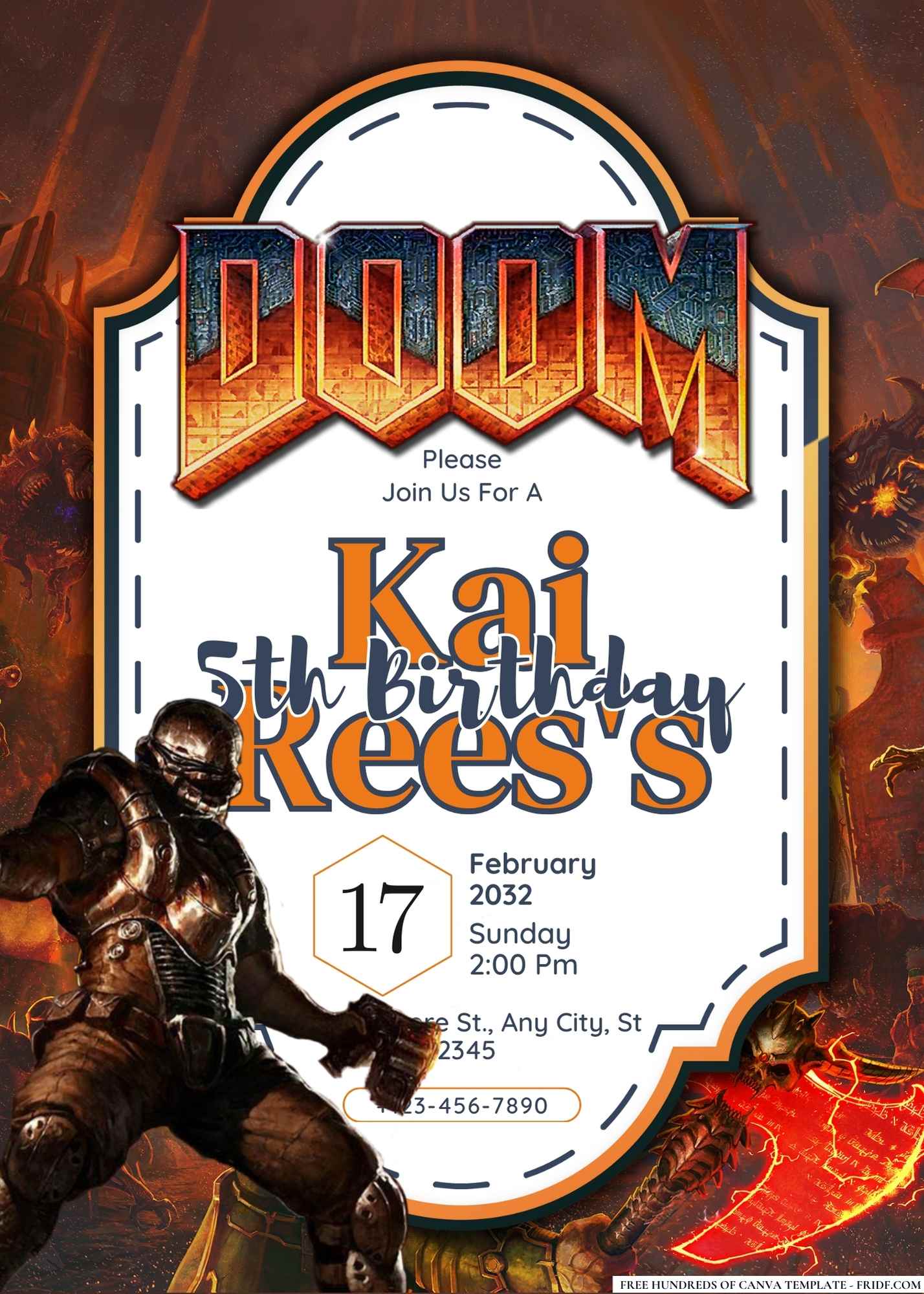 FREE Editable Doom Birthday Invitation