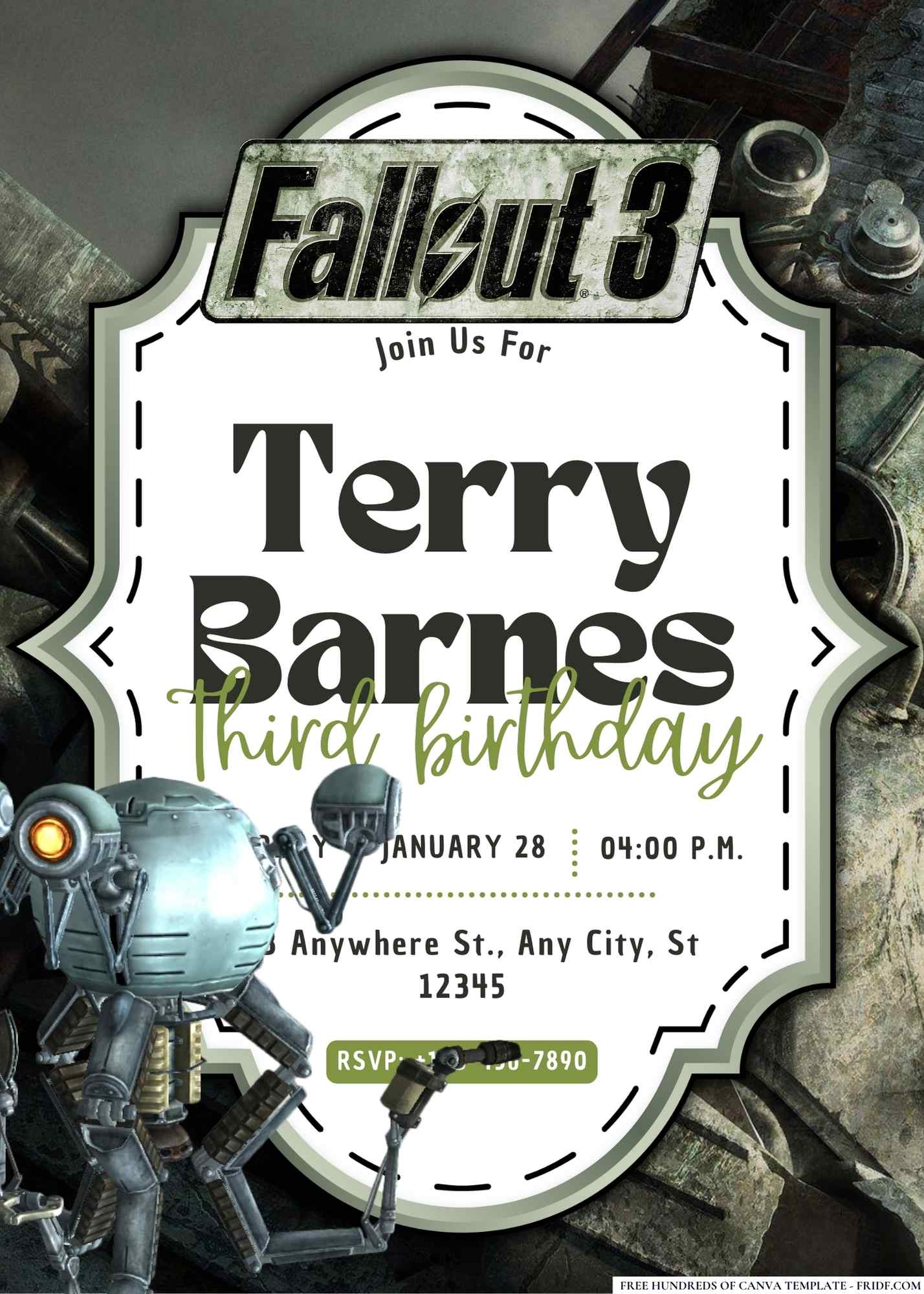 FREE Editable Fallout 3 Birthday Invitation
