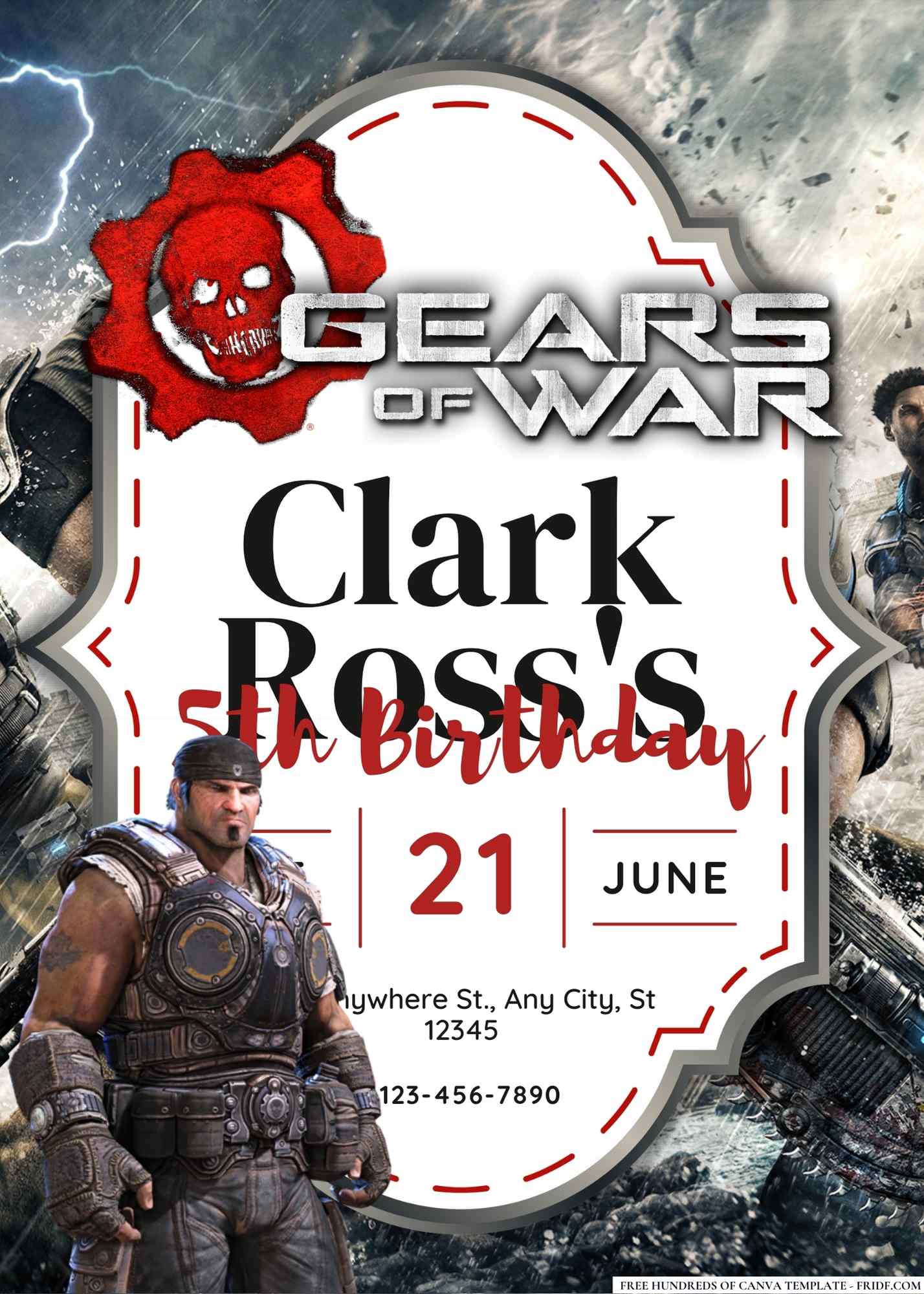 FREE Editable Gears of War Birthday Invitation 