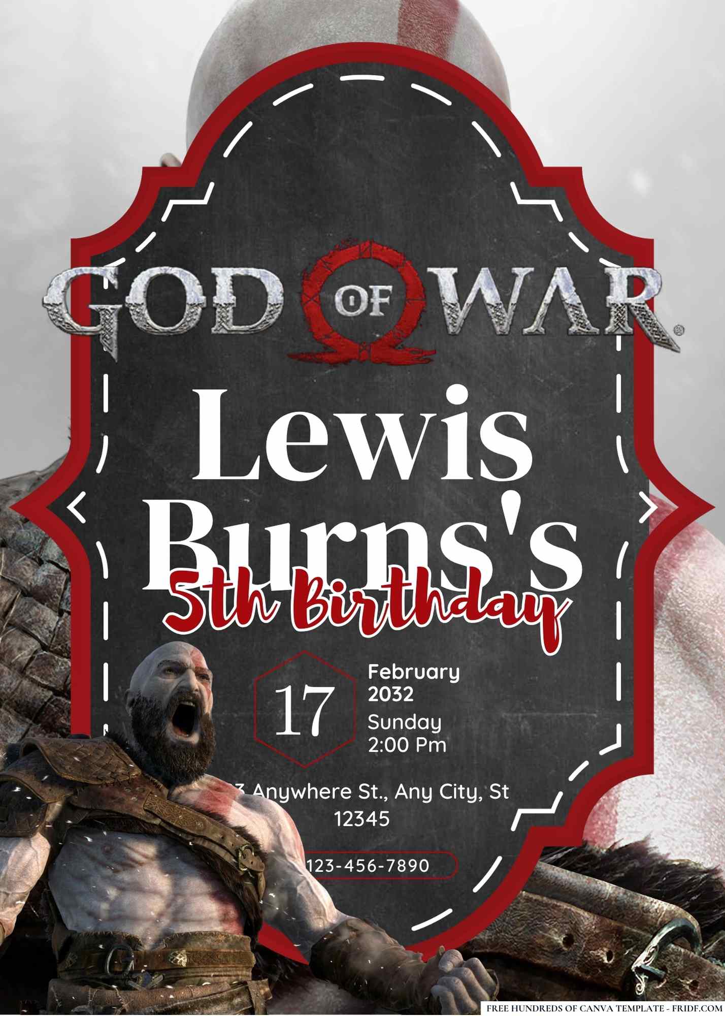 FREE Editable God of War Birthday Invitation 