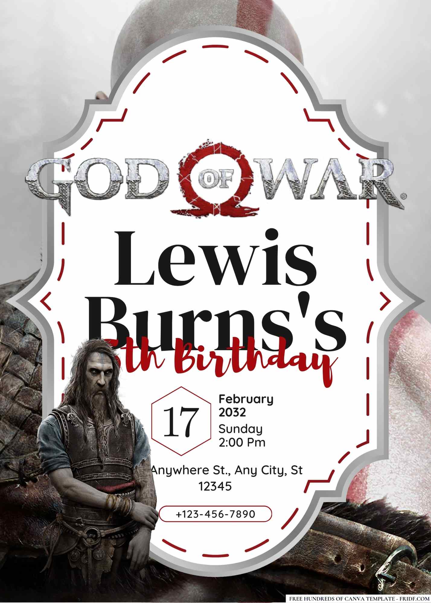 FREE Editable God of War Birthday Invitation 
