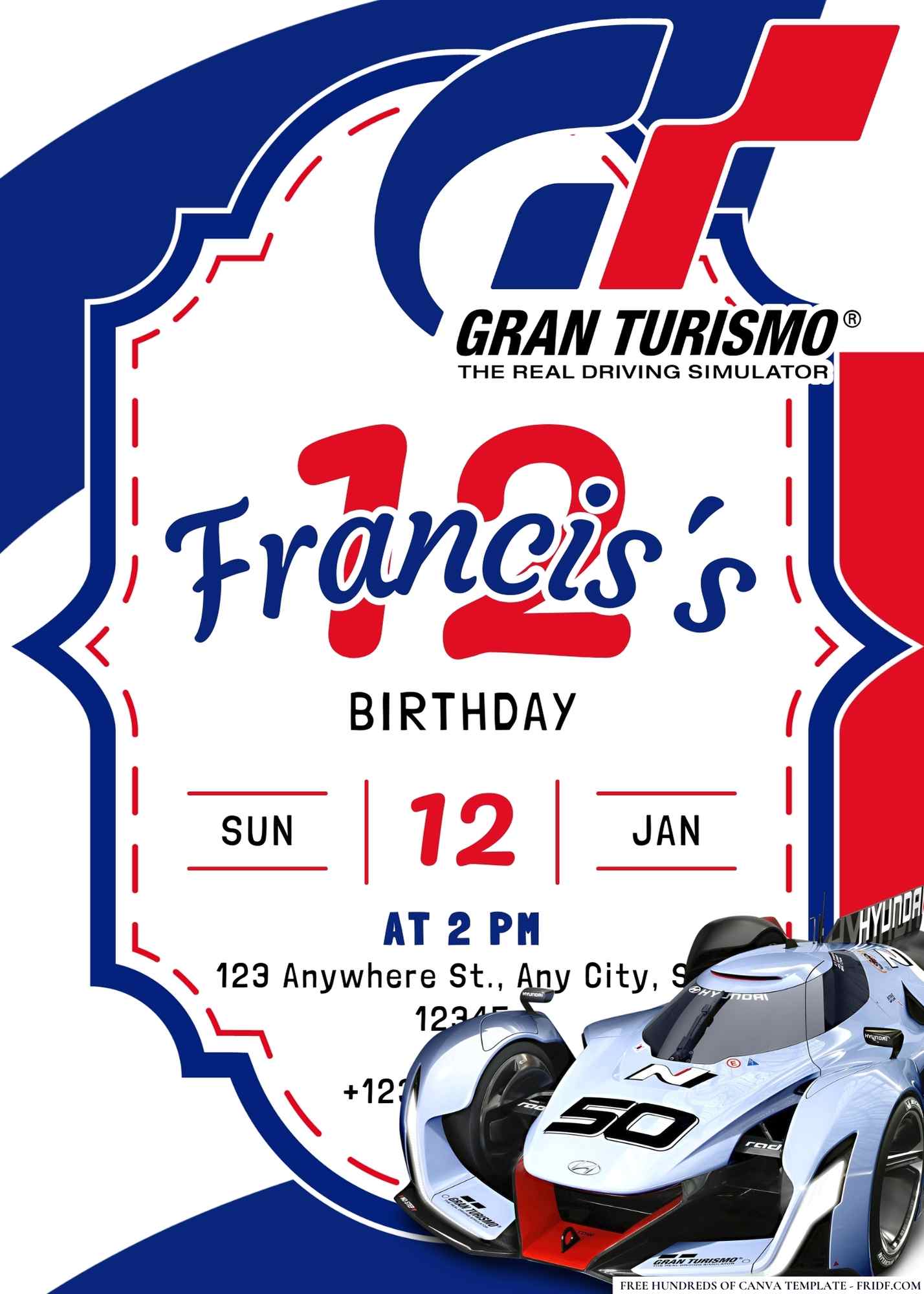 FREE Editable Gran Turismo Birthday Invitation