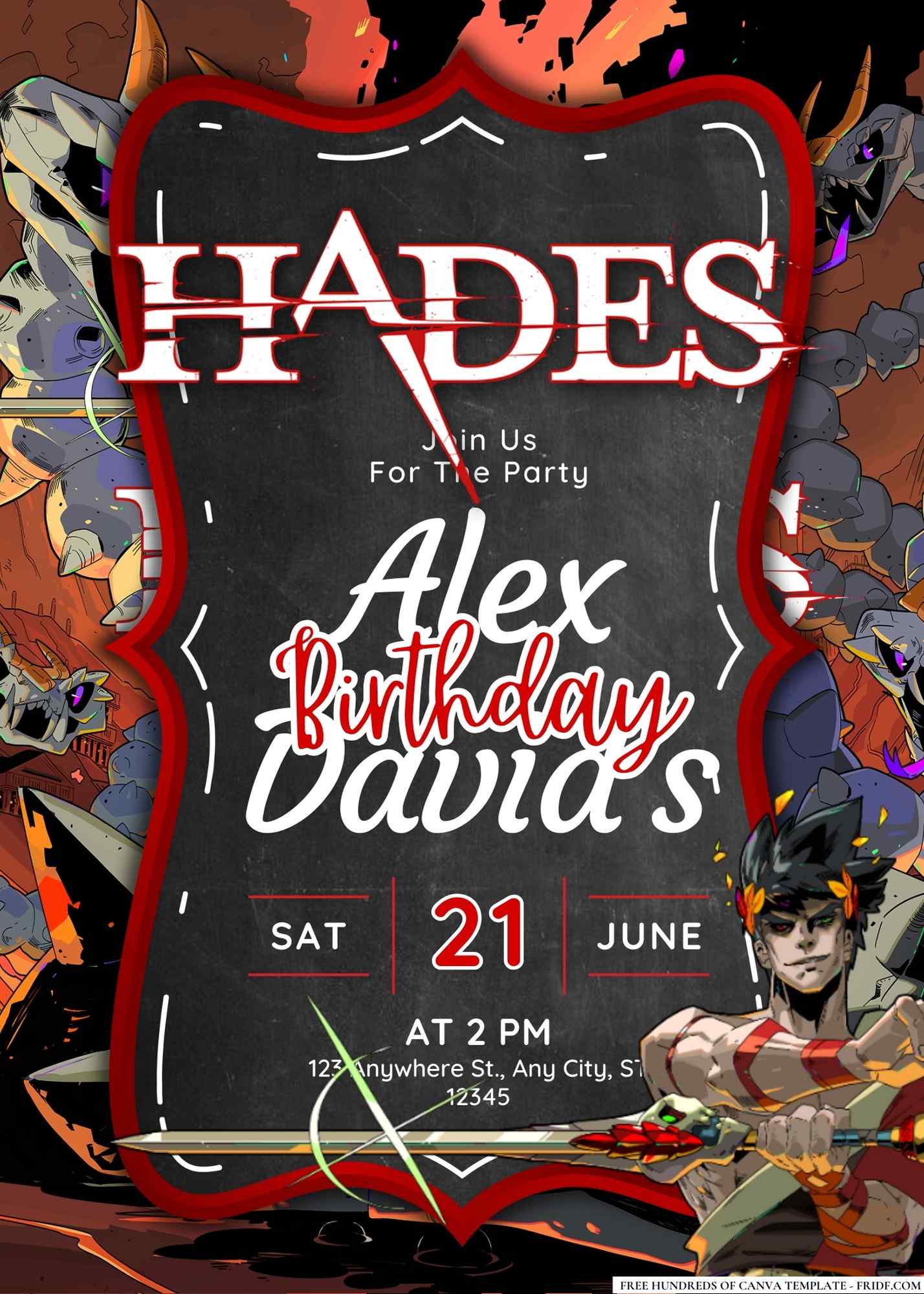 FREE Editable Hades Birthday Invitation