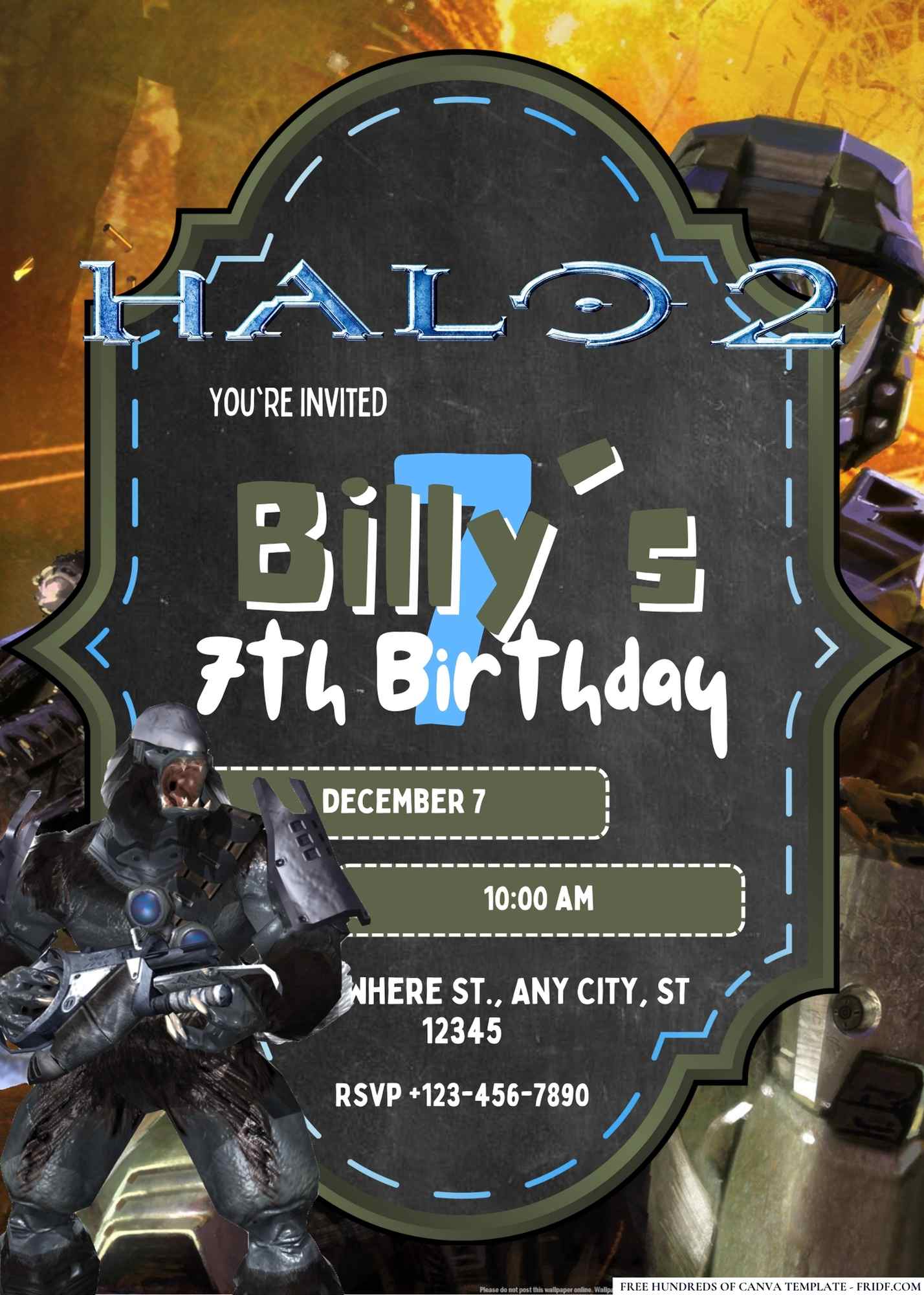 FREE Editable Halo 2 Birthday Invitation