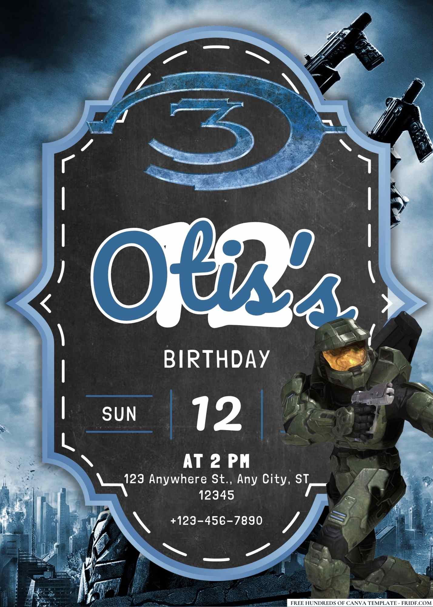 FREE Editable Halo 3 Birthday Invitation