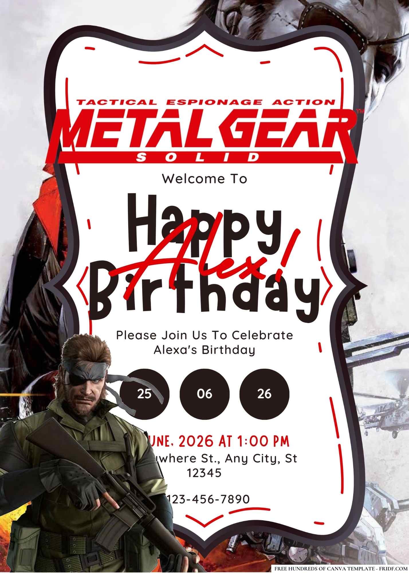 FREE Editable Metal Gear Solid Birthday Invitation 