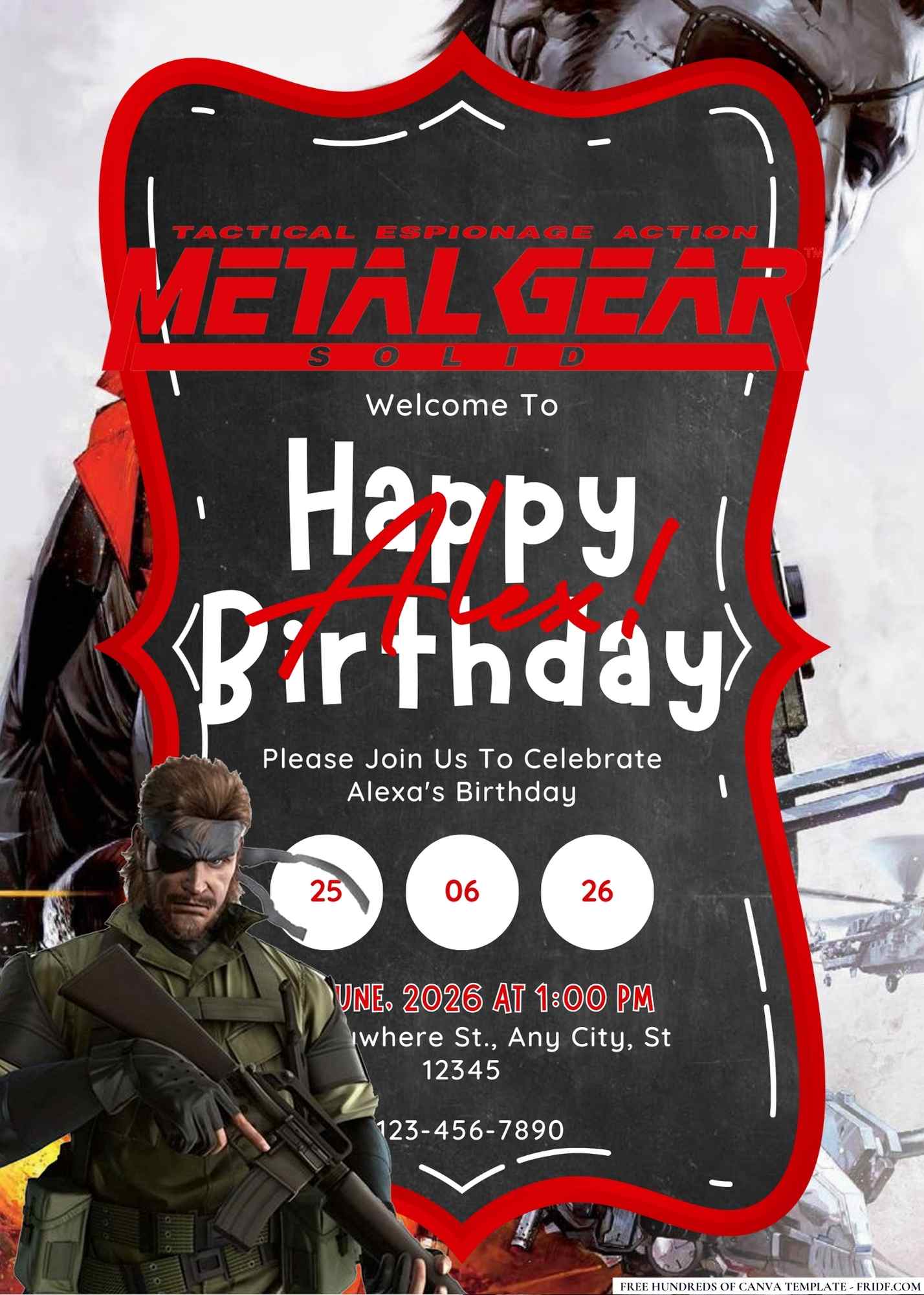 FREE Editable Metal Gear Solid Birthday Invitation 