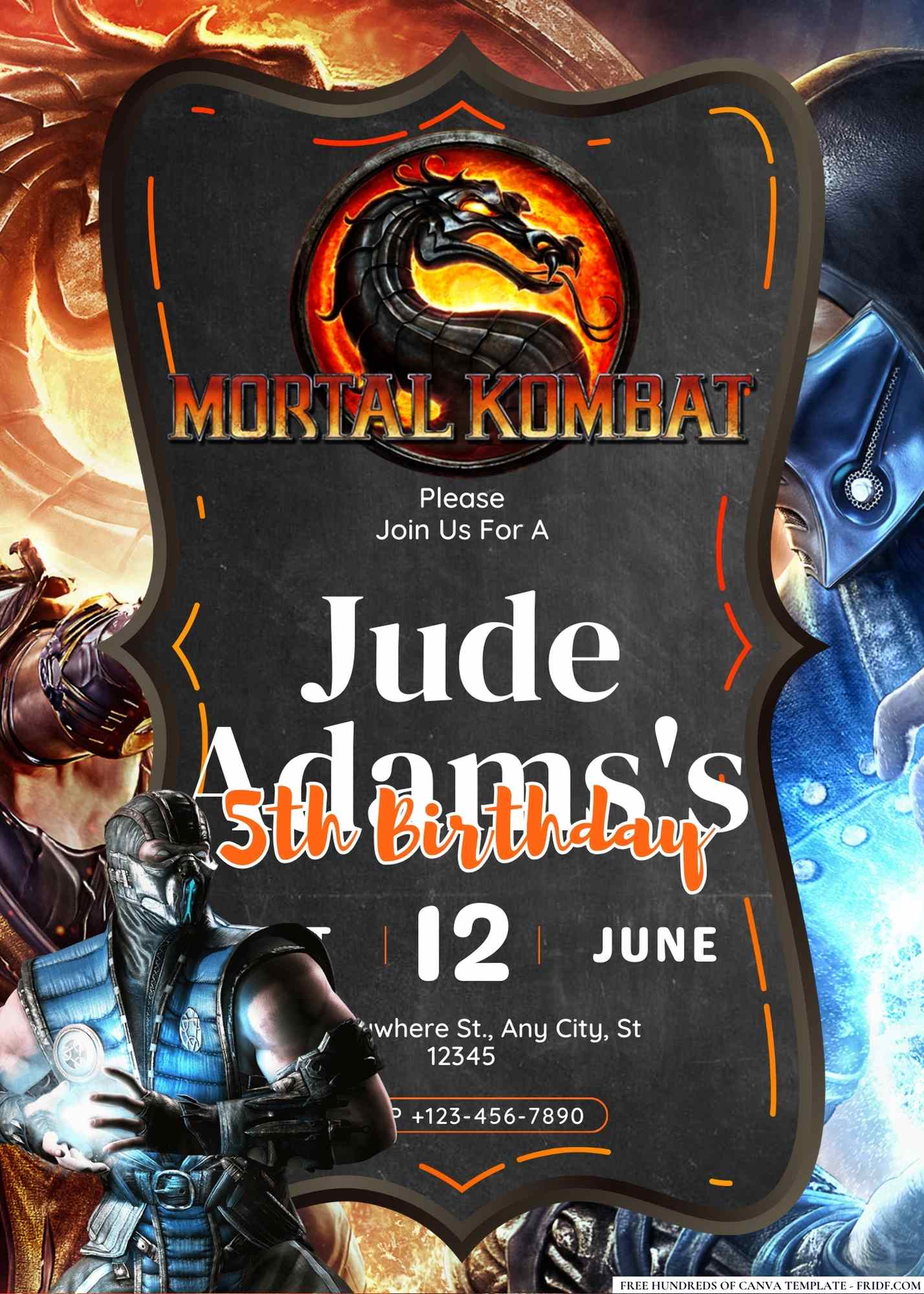 FREE Editable Mortal Kombat Birthday Invitation