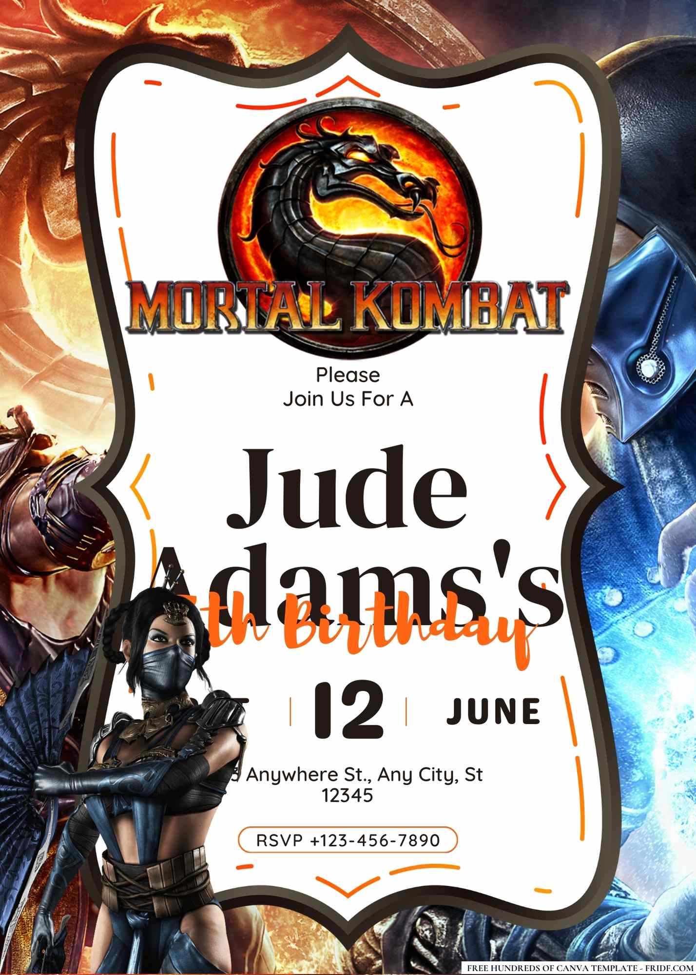 FREE Editable Mortal Kombat Birthday Invitation